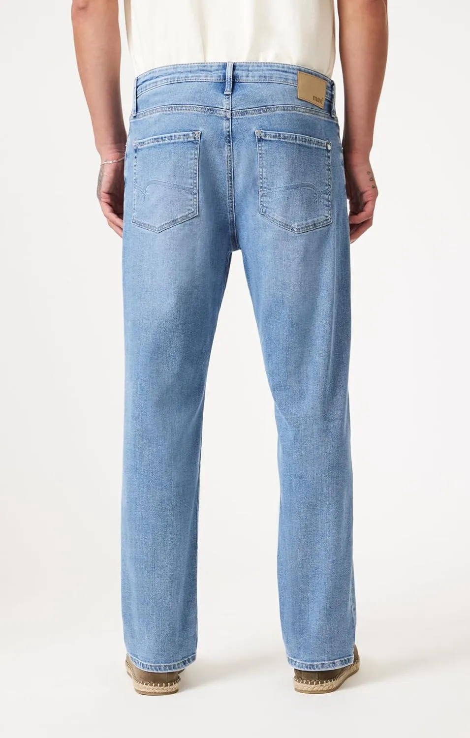 Mavi Men's Marcel Regular Rise Loose Straight Leg Jeans, Bleached Classic Blue