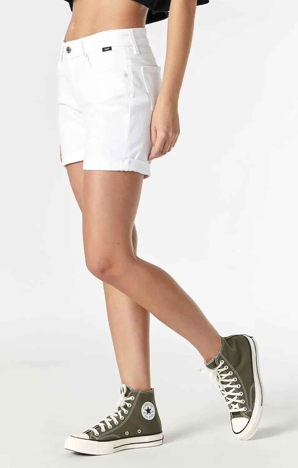 Mavi Pixie Women's Mid Rise Jean Shorts, Denim Mid Rise Boyfriend Shorts for Women