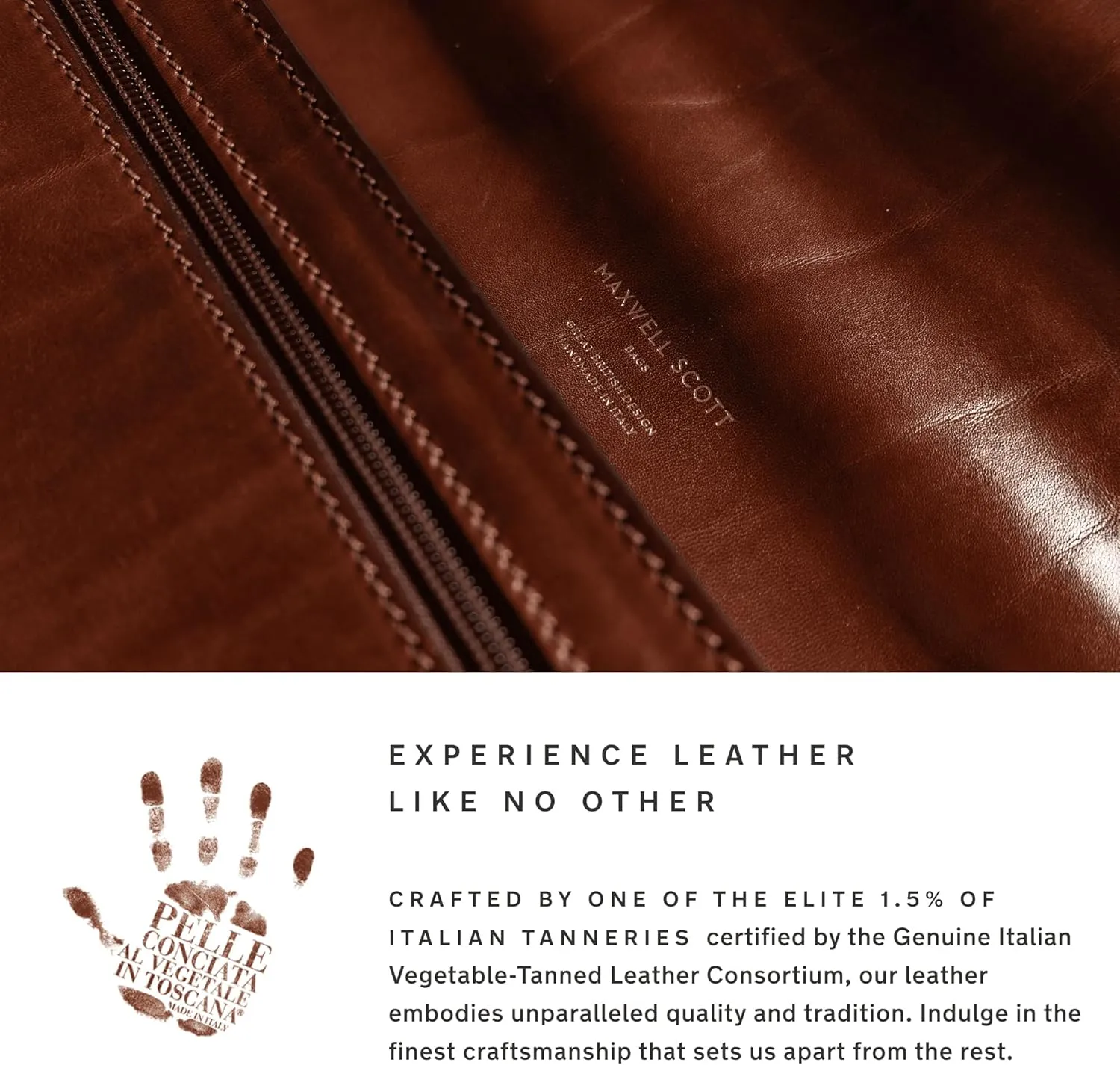 Maxwell Scott - Luxury Cow Leather Medium Toiletry Wash Bag for Men - Handmade in Italy - The Duno Medium Chestnut Tan
