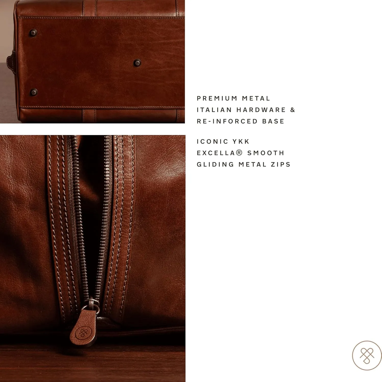 Maxwell Scott - Luxury Leather Small Duffle Bag for Men Women - Hand Luggage Size - Made in Italy - The FleroS Chestnut Tan