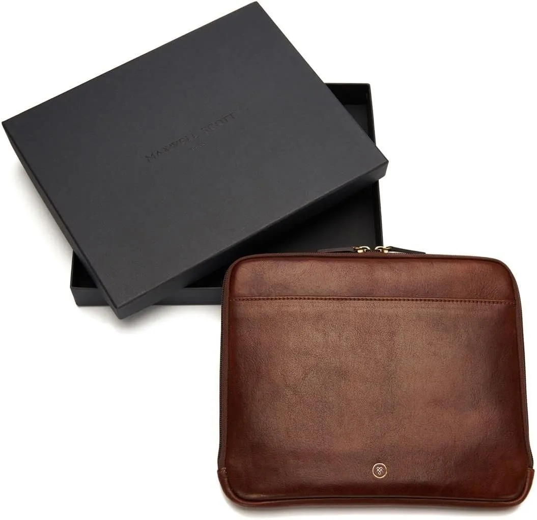 Maxwell Scott - Luxury Leather Tablet Case Cover with Three-Sided Zip - Handmade from Full Grain Hides - The Luzzi