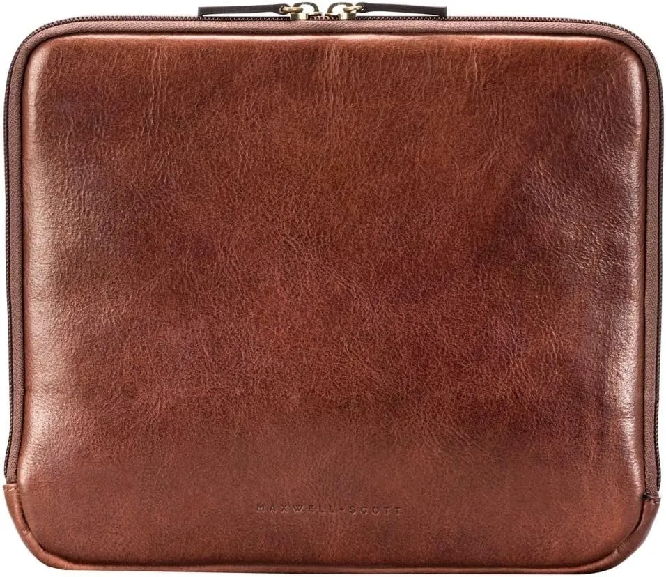 Maxwell Scott - Luxury Leather Tablet Case Cover with Three-Sided Zip - Handmade from Full Grain Hides - The Luzzi