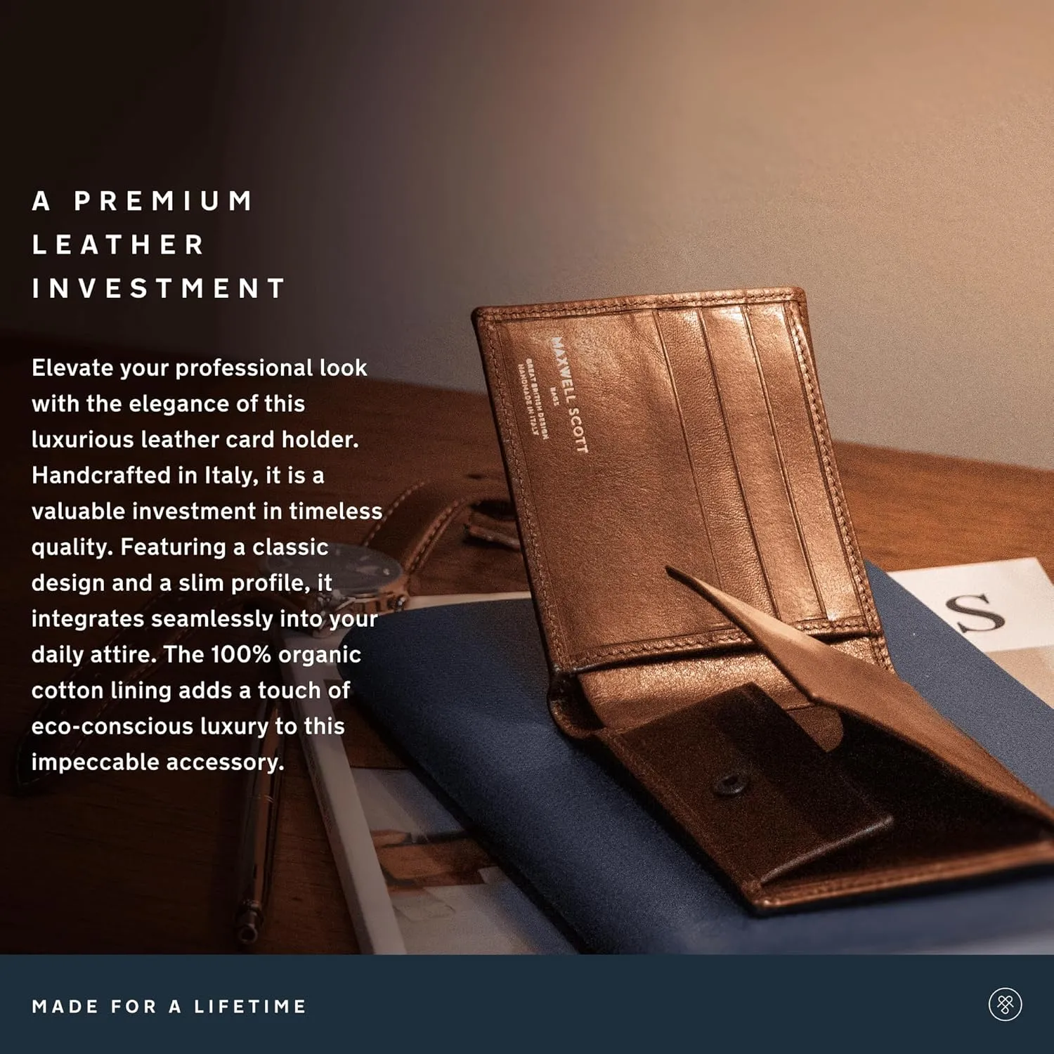 Maxwell Scott - Mens Luxury Leather Wallet with Coin Pocket Pouch - Handmade from Full Grain Hides -The Ticciano Dark Brown