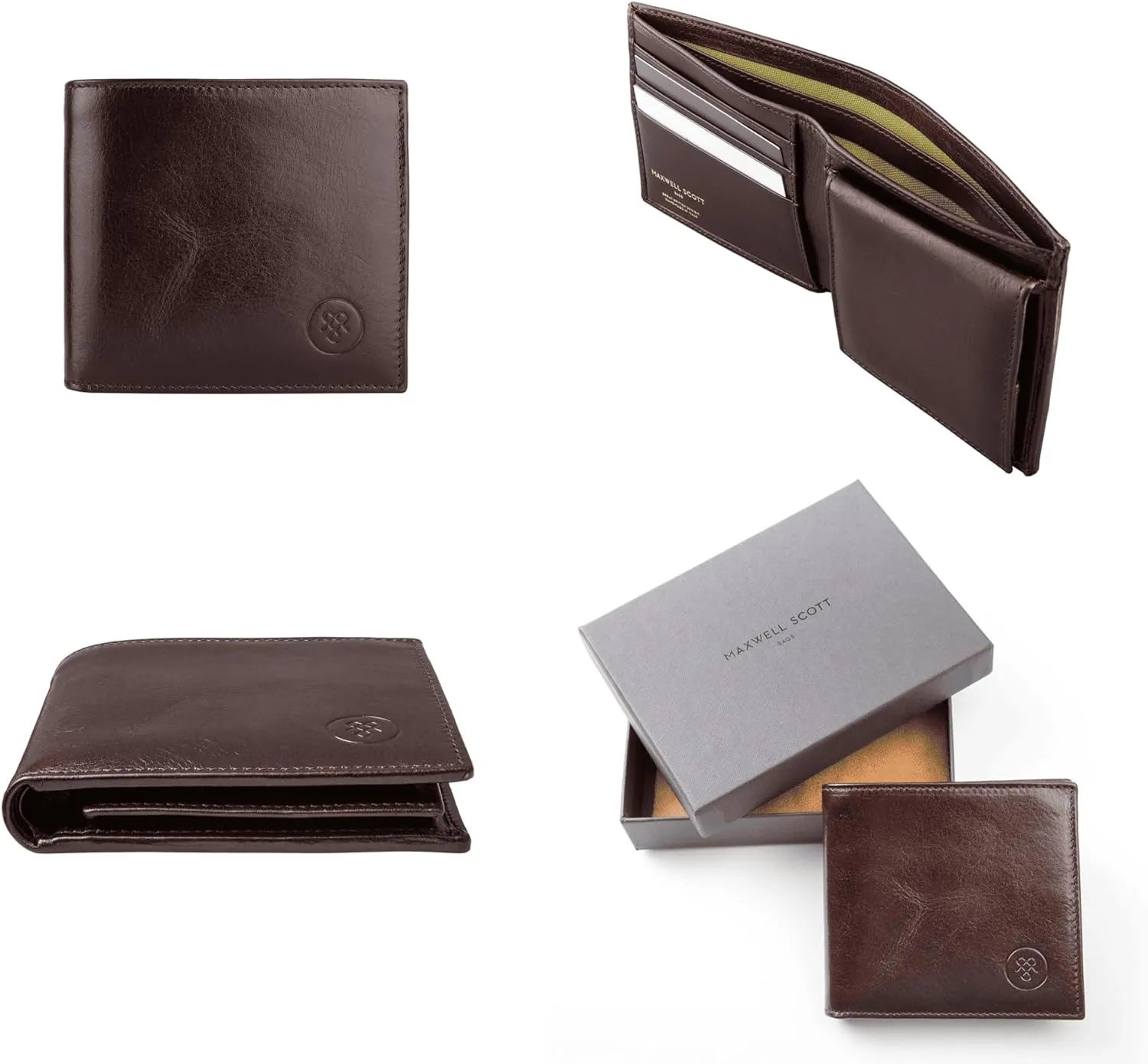 Maxwell Scott - Mens Luxury Leather Wallet with Coin Pocket Pouch - Handmade from Full Grain Hides -The Ticciano Dark Brown