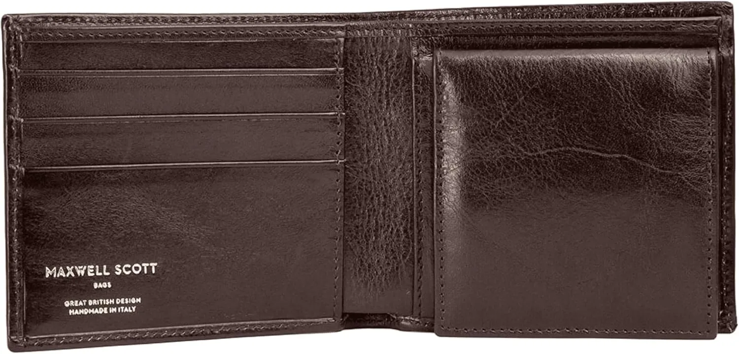 Maxwell Scott - Mens Luxury Leather Wallet with Coin Pocket Pouch - Handmade from Full Grain Hides -The Ticciano Dark Brown