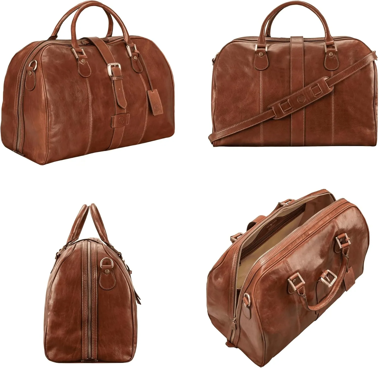 Maxwell Scott - Personalized Luxury Mens Womens Leather Carry-On Cabin Luggage for Luxury Travel - The Farini Chestnut Tan