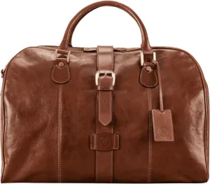 Maxwell Scott - Personalized Luxury Mens Womens Leather Carry-On Cabin Luggage for Luxury Travel - The Farini Chestnut Tan