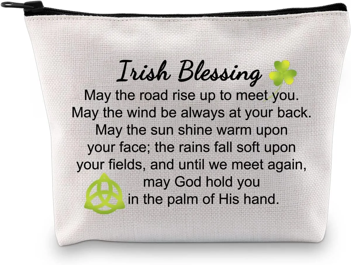 MBMSO Irish Blessing Gifts Cosmetic Bag May the Road Rise up to Meet You Makeup Bag Irish Gifts for Women Going Away Gifts Farewell Gifts (Irish Blessing makeup bag)