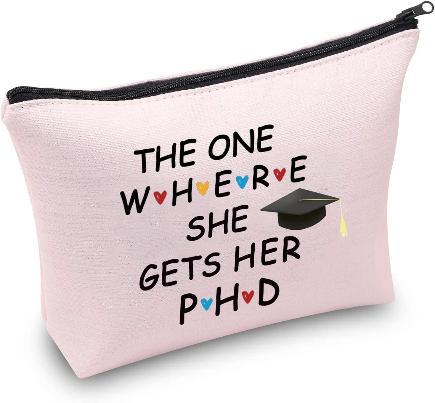 MBMSO Phd Graduation Gifts Makeup Bag the one Where She Gets Her Gifts for Phd Students Phd Gifts for Women Doctorate Degree Gifts Cosmetics Bag Travel Pouch (PHD bag pink)