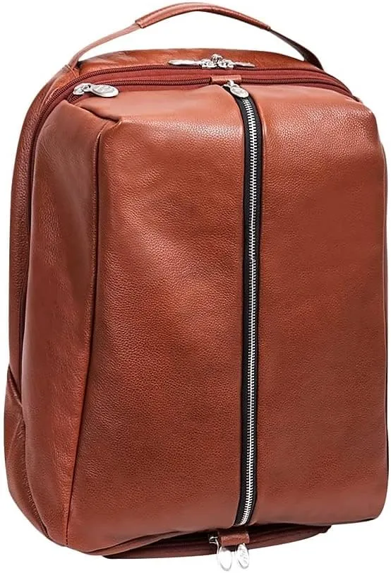 McKlein 17" Leather, Carry-All, Laptop & Tablet Overnight Backpack- SOUTH SHORE- Brown