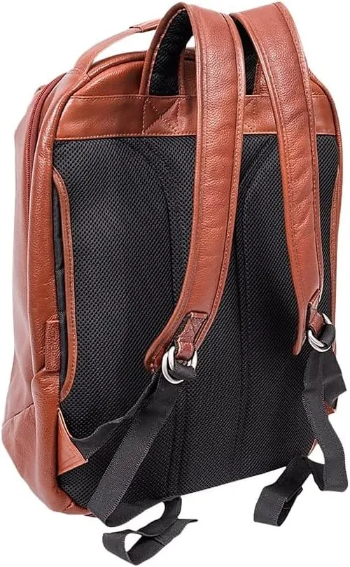 McKlein 17" Leather, Carry-All, Laptop & Tablet Overnight Backpack- SOUTH SHORE- Brown