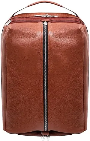 McKlein 17" Leather, Carry-All, Laptop & Tablet Overnight Backpack- SOUTH SHORE- Brown
