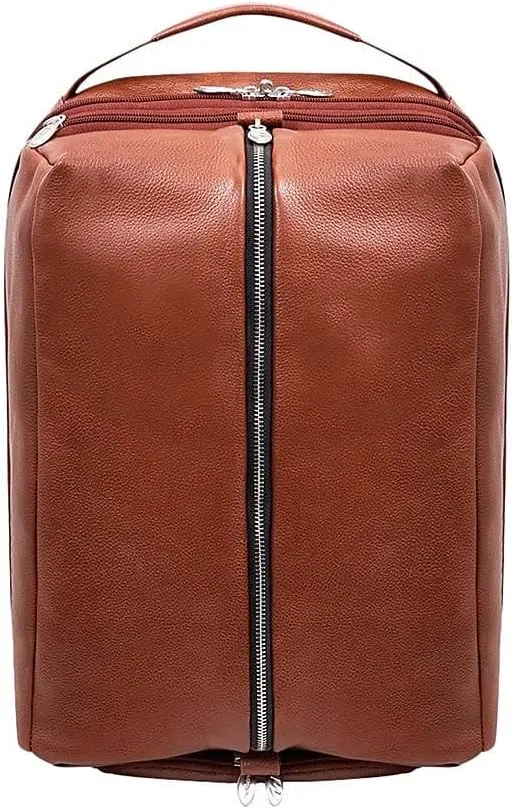 McKlein 17" Leather, Carry-All, Laptop & Tablet Overnight Backpack- SOUTH SHORE- Brown