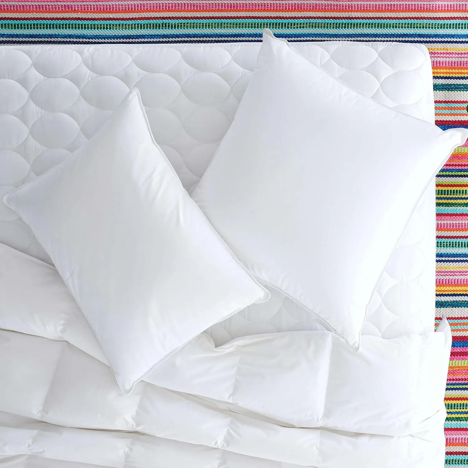 Meditation Down Pillow Soft, Standard Feet, White Solid Pattern