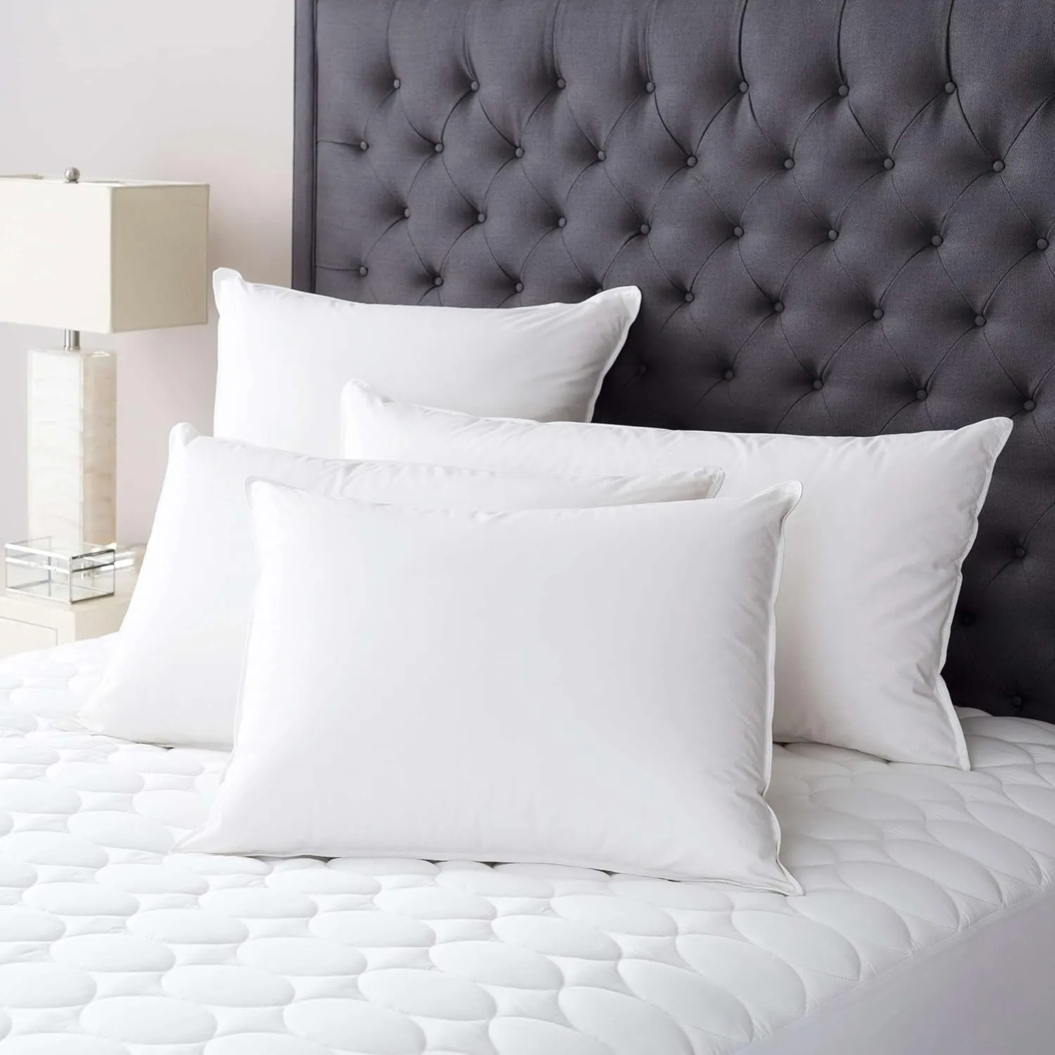 Meditation Down Pillow Soft, Standard Feet, White Solid Pattern