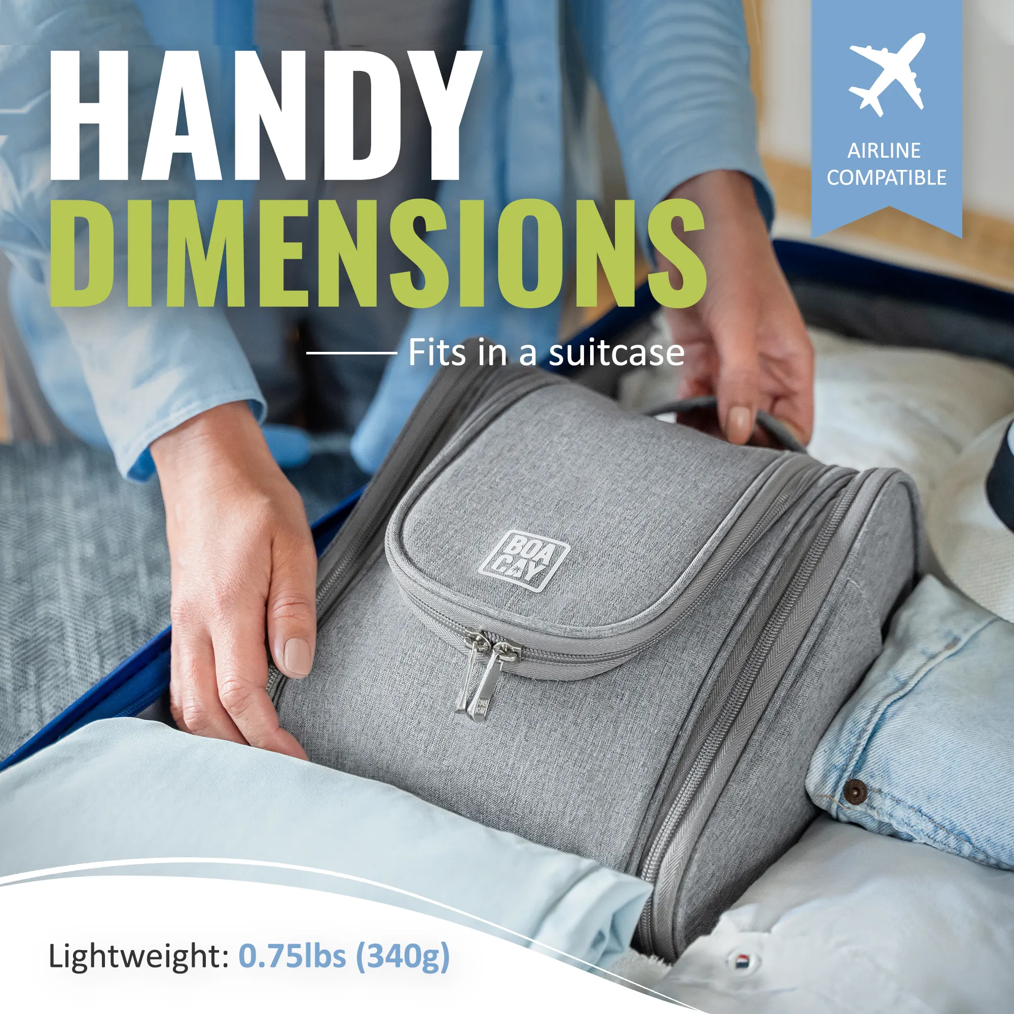 Medium Collapsible Hanging Toiletry Bag - Quartz Gray (Gray Interior)