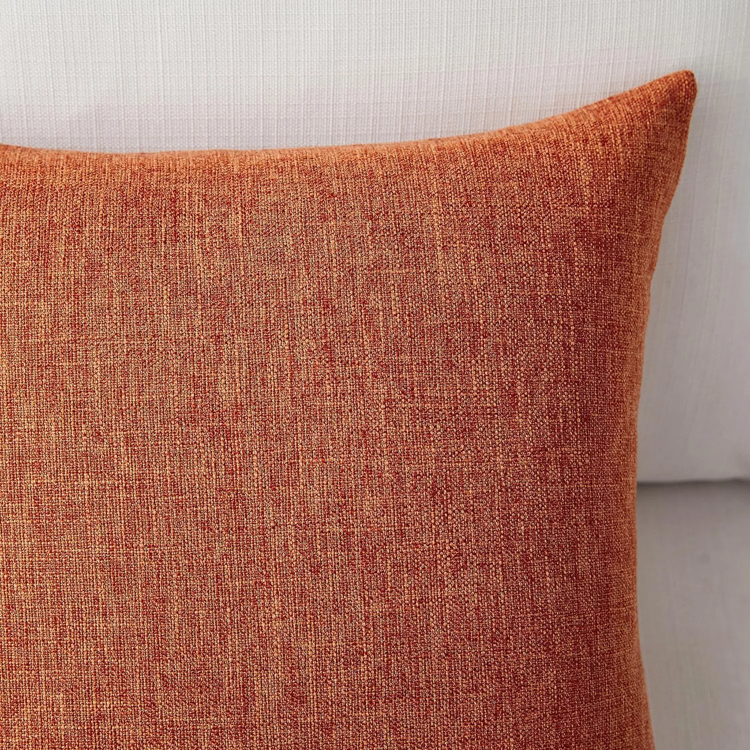 Meekio Set of 2 Fall Pillow Covers 20 x 20 Burnt Orange Pillow Covers Linen Cushion Covers Fall Decorations for Home
