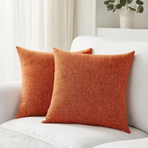 Meekio Set of 2 Fall Pillow Covers 20 x 20 Burnt Orange Pillow Covers Linen Cushion Covers Fall Decorations for Home