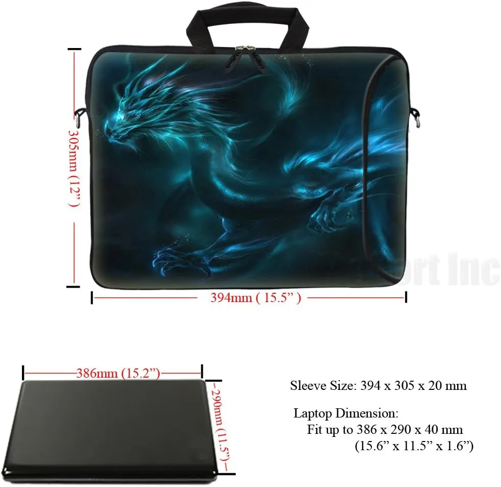 Meffort Inc 15.6 Inch Neoprene Laptop Bag - Water Resistant, Reinforced Zipper, Extra Pocket, Fits 15" to 15.6" Laptops