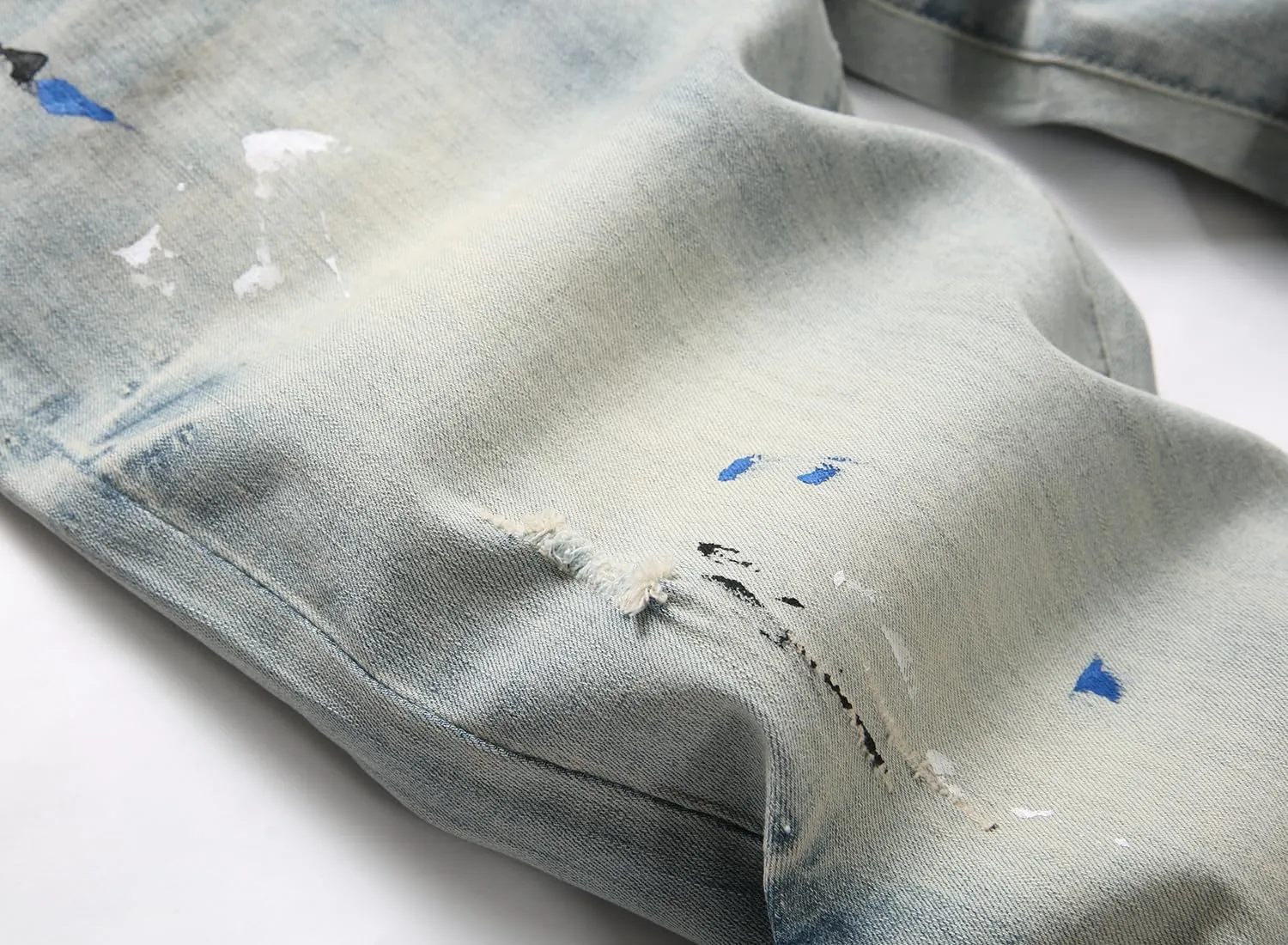 Men Ripped Jeans Fashion Slim Fit Traight Distressed Design Skinny Stretch Comfort Flex Waist Denim Pants
