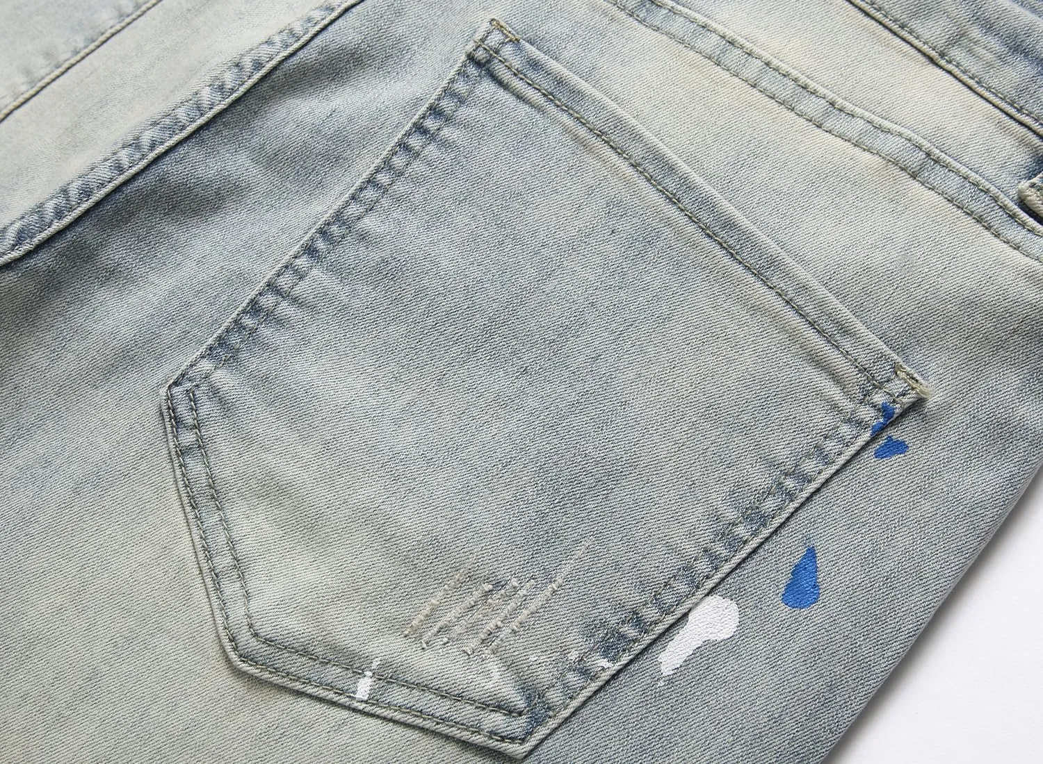 Men Ripped Jeans Fashion Slim Fit Traight Distressed Design Skinny Stretch Comfort Flex Waist Denim Pants