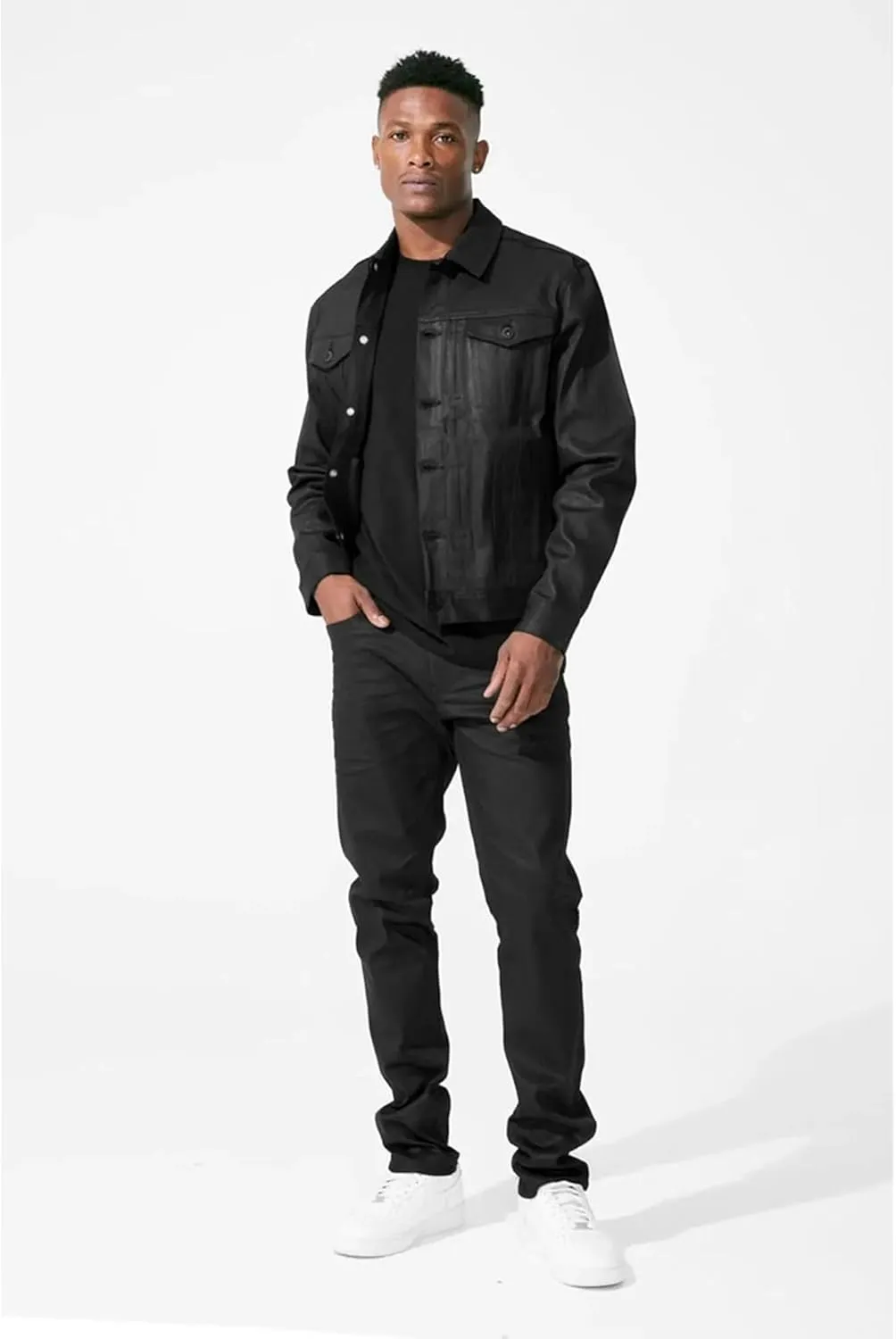 Men Smooth Criminal Denim Jacket (Jet Black)
