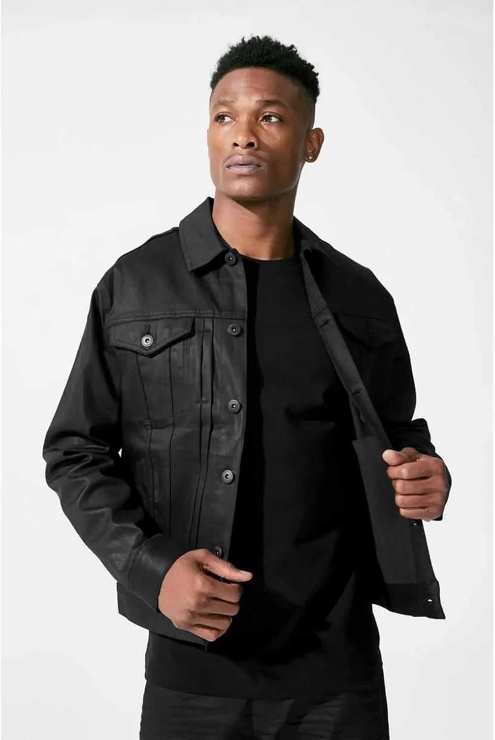Men Smooth Criminal Denim Jacket (Jet Black)