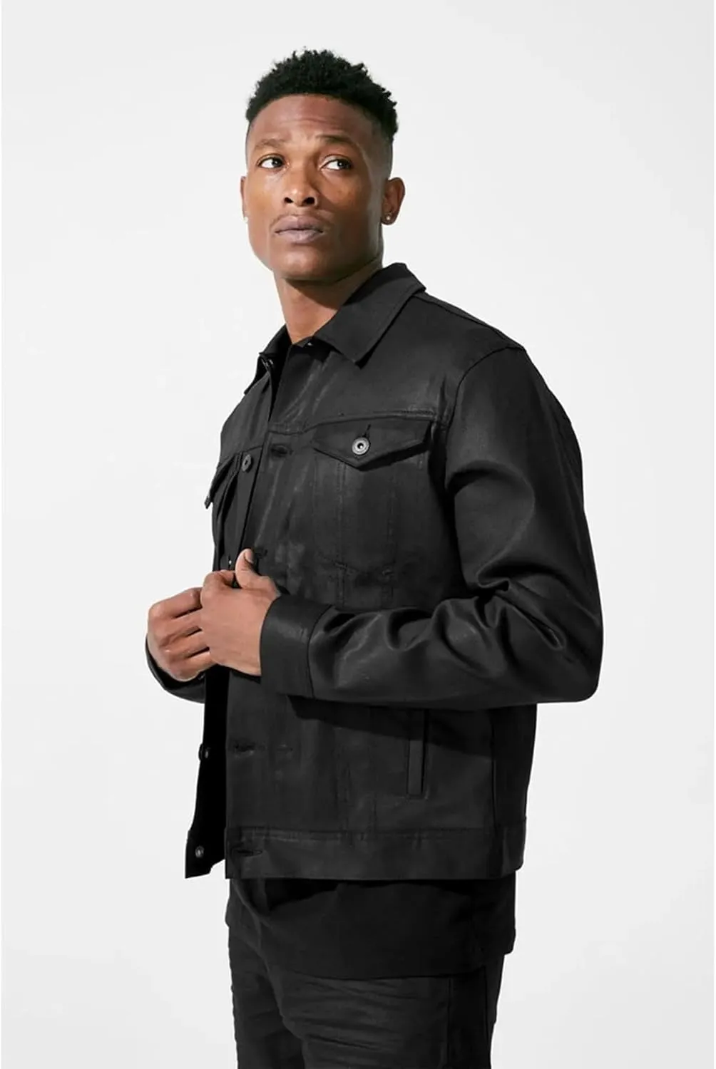Men Smooth Criminal Denim Jacket (Jet Black)