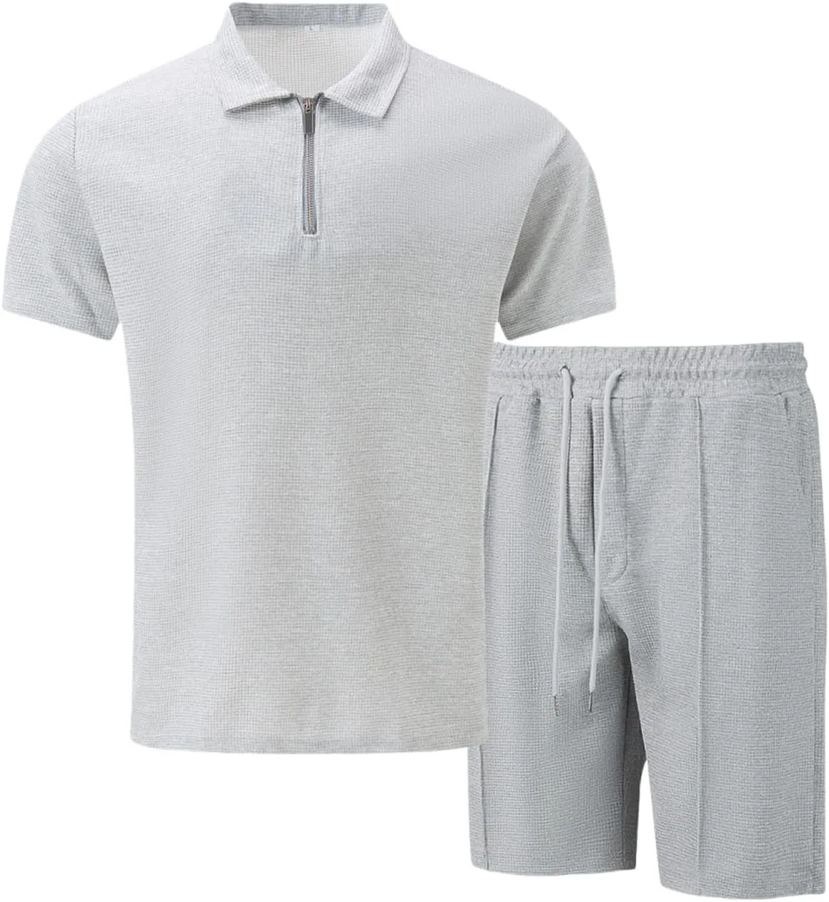 Mens 2 Piece Outfits Casual Tracksuit Polos Shirts and Shorts Golf Sportwear Men Stylish Textured Summer Workout Sets