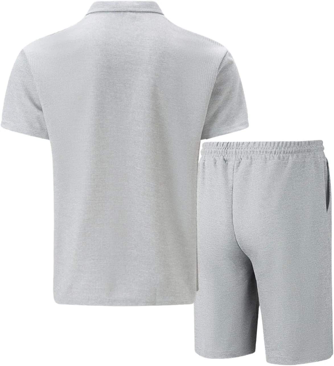 Mens 2 Piece Outfits Casual Tracksuit Polos Shirts and Shorts Golf Sportwear Men Stylish Textured Summer Workout Sets