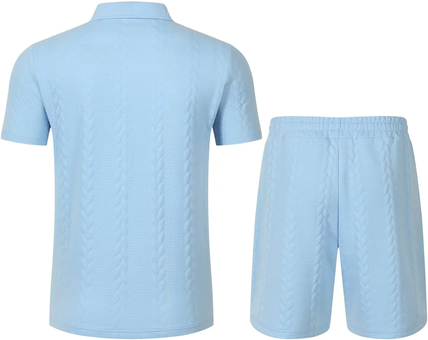 Men's 2 Piece Outfits Polos Shirts Short Sets Casual Summer Golf Tracksuit Stylish Knit Textured Sweatsuit Gym Sets