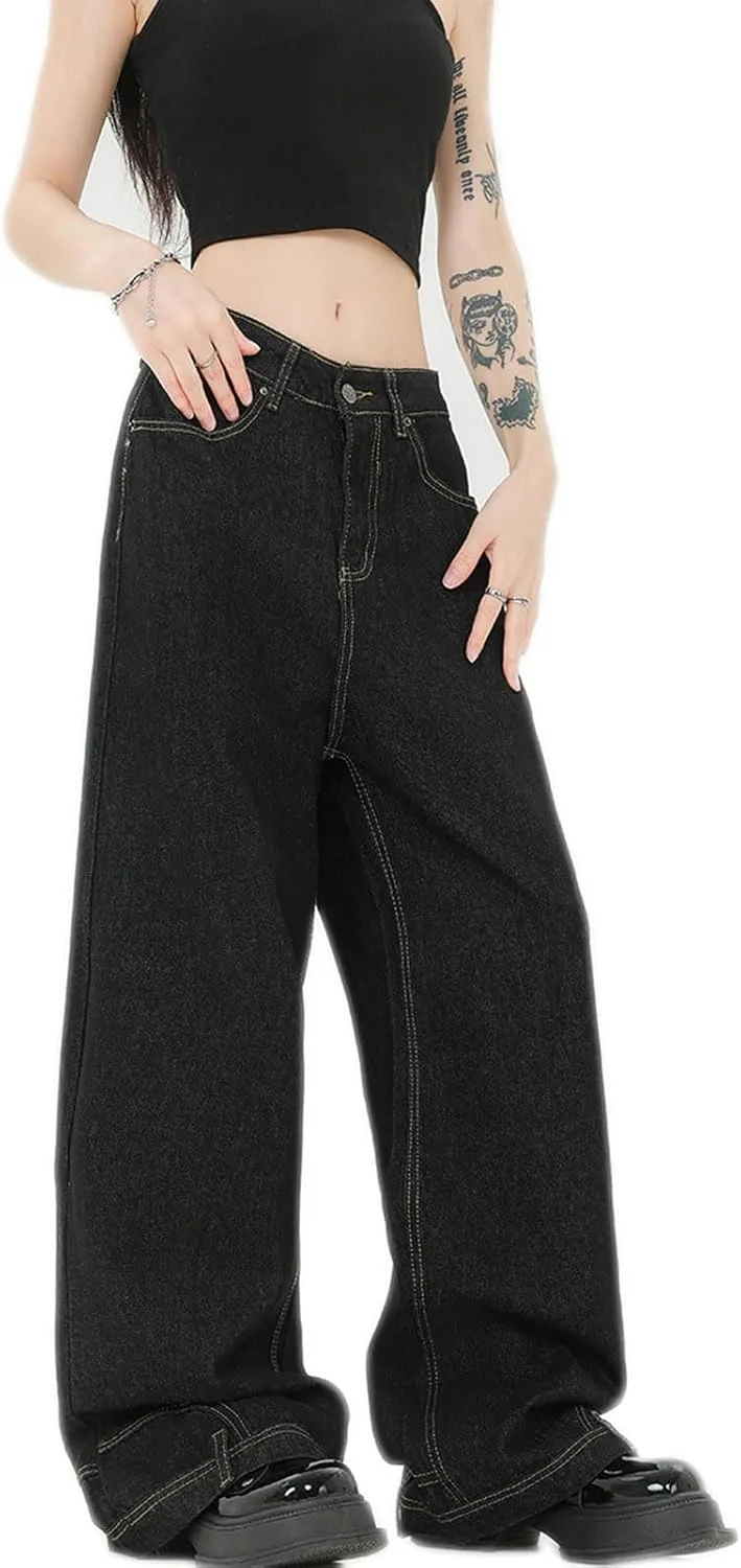 Men's Baggy Jeans Vintage Hip Hop Streetwear Jeans Pocket Reverse Design Causal Loose Straight Leg Denim Pants
