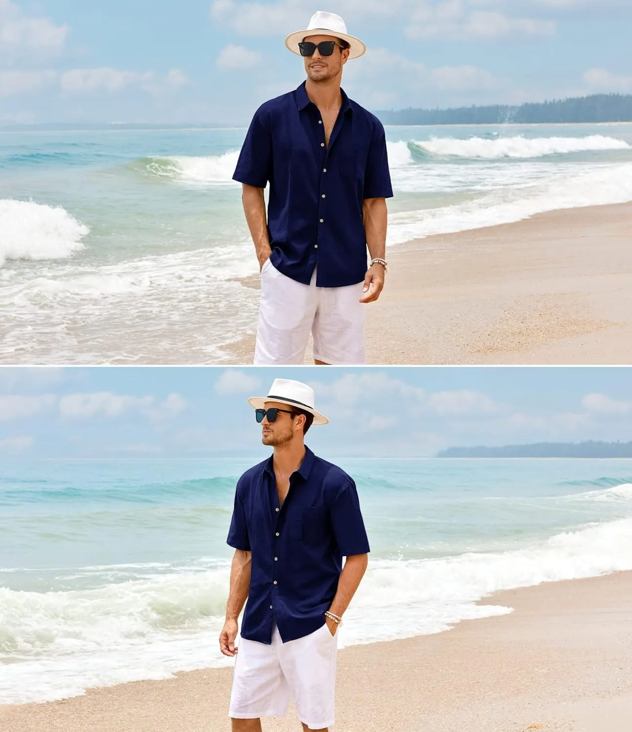 Mens Beach Linen Shirts Short Sleeve Cuban Button Down Casual Summer T Shirt Guayabera Hawaiian Tee Loose Fit Tops