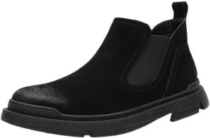 Men's Classic Retro Slip-On Shoes Rubber Low Heel Sole Suede Finish Mesh Lining Stitch Reinforced Shoes with Anti-Kick Toe Cap Standard Size Casual Shoes