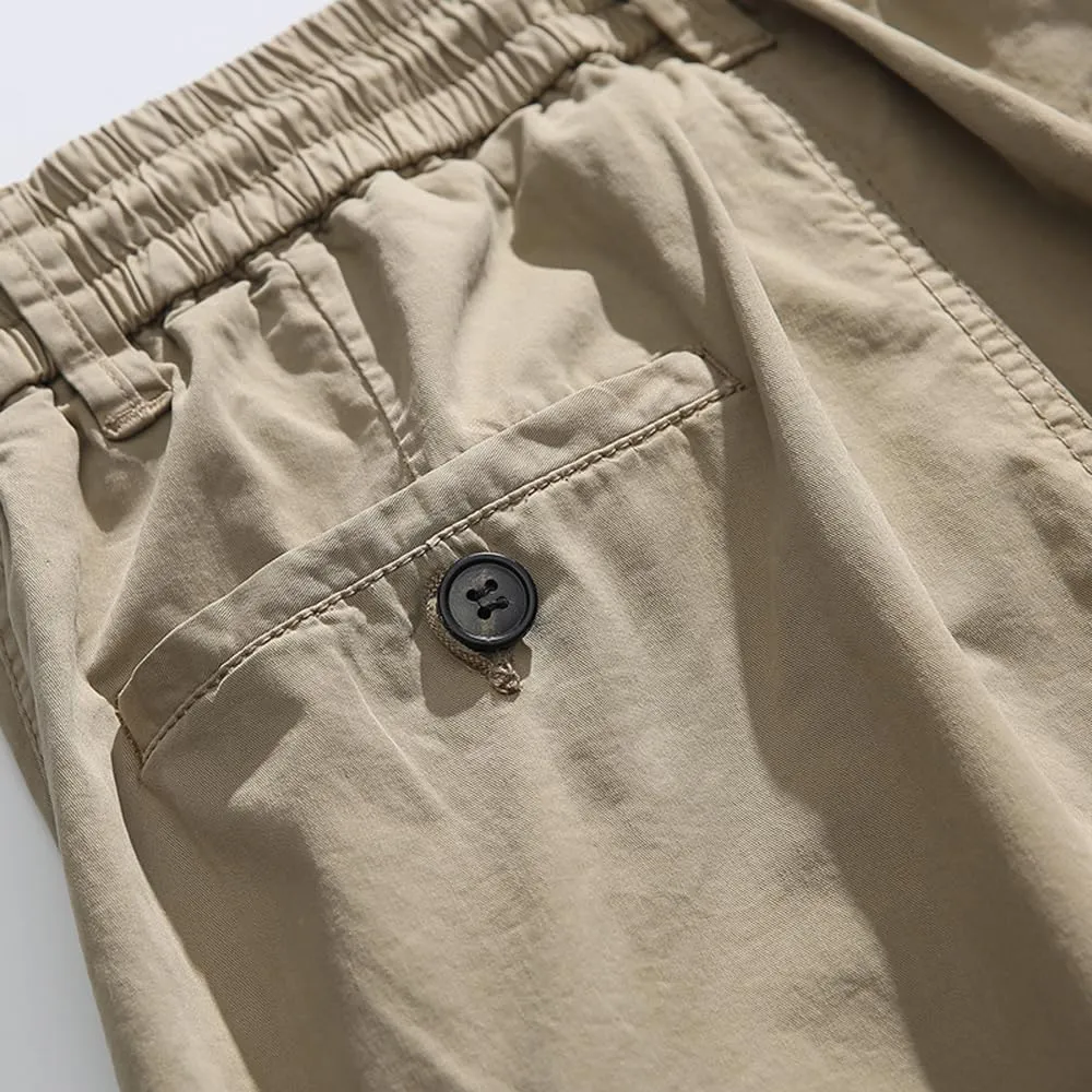 Men's Relaxed Fit Tactical Cargo Shorts Summer Multi Pockets Drawstring Cotton Work Shorts