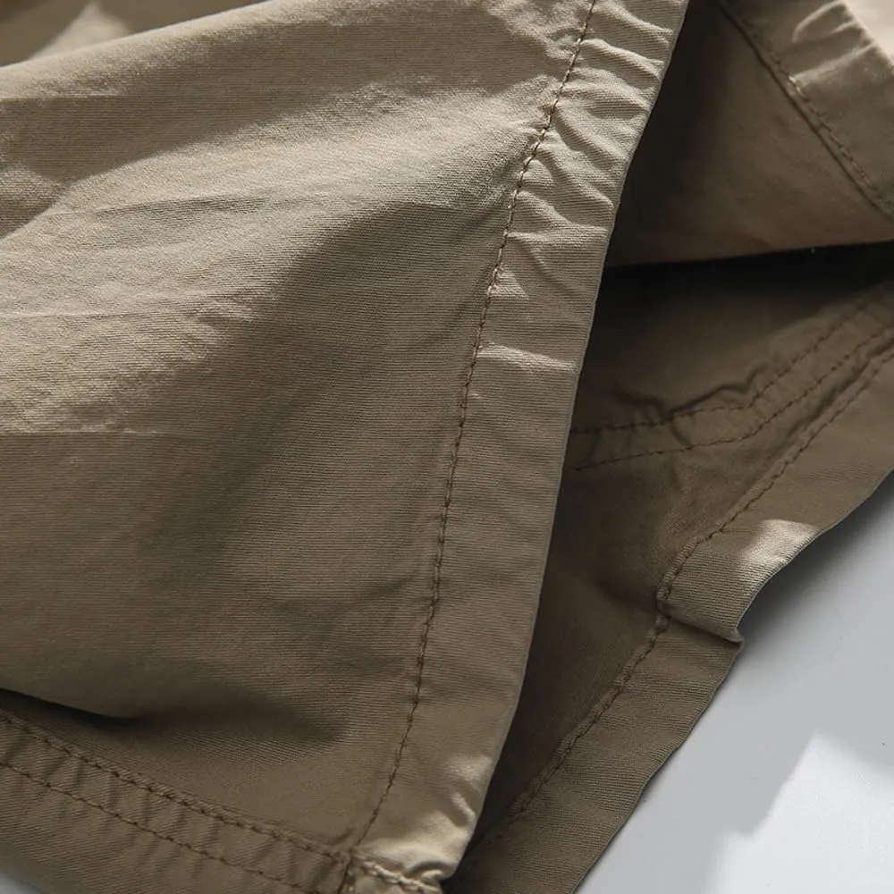 Men's Relaxed Fit Tactical Cargo Shorts Summer Multi Pockets Drawstring Cotton Work Shorts