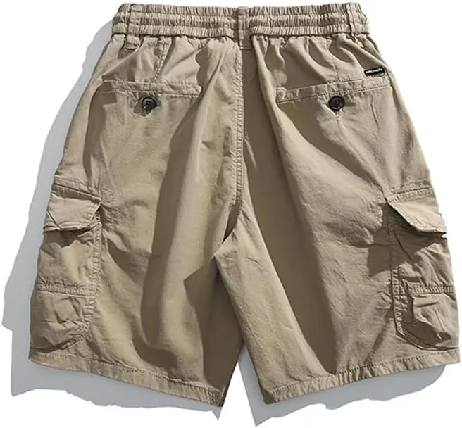 Men's Relaxed Fit Tactical Cargo Shorts Summer Multi Pockets Drawstring Cotton Work Shorts