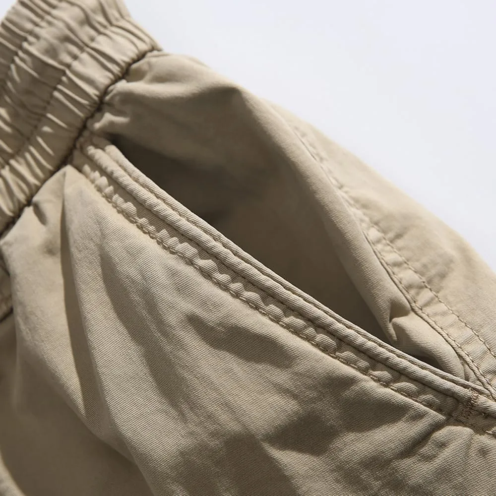 Men's Relaxed Fit Tactical Cargo Shorts Summer Multi Pockets Drawstring Cotton Work Shorts