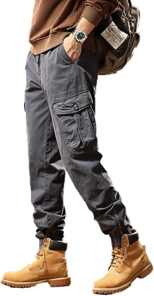 Men's Tactical Cargo Pants Cotton Regular Fit Multi Pockets Work Pants