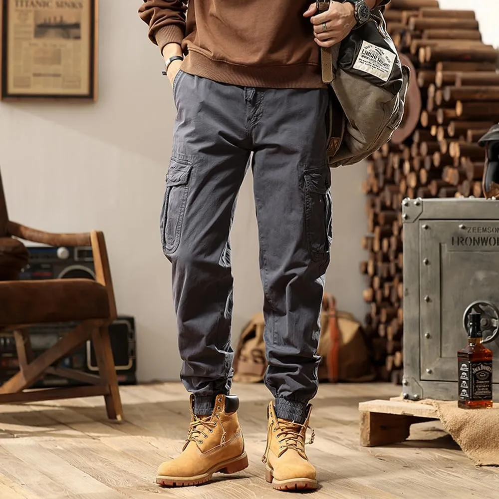 Men's Tactical Cargo Pants Cotton Regular Fit Multi Pockets Work Pants