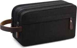 Men's Travel Toiletry Organizer Bag Water-resistant Shaving Dopp Kit Bathroom Bag (Black Water-resistant)
