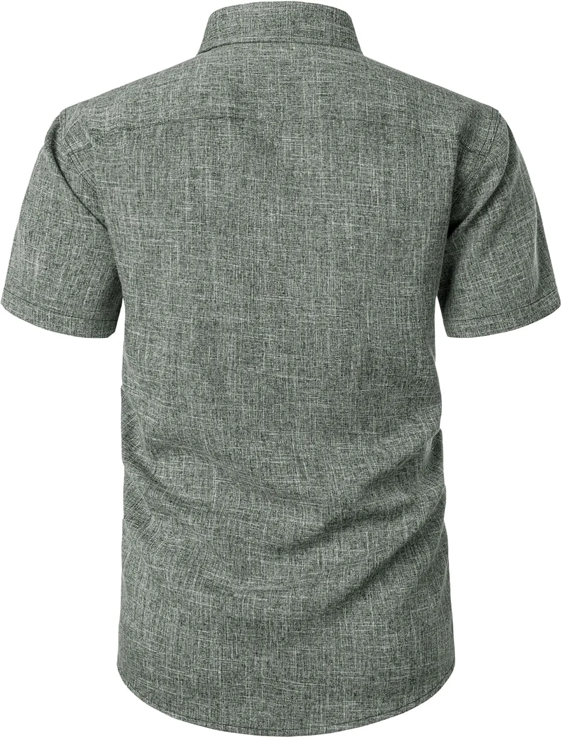 Mens Wrinkle Free Short Sleeve Button Down Shirt Linen-Like Texture Shirts Casual Vacation Beach Summer Top