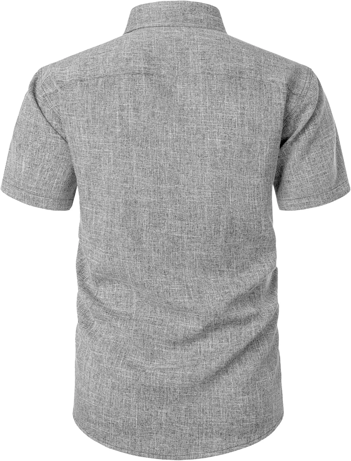 Mens Wrinkle Free Short Sleeve Button Down Shirt Linen-Like Texture Shirts Casual Vacation Beach Summer Top