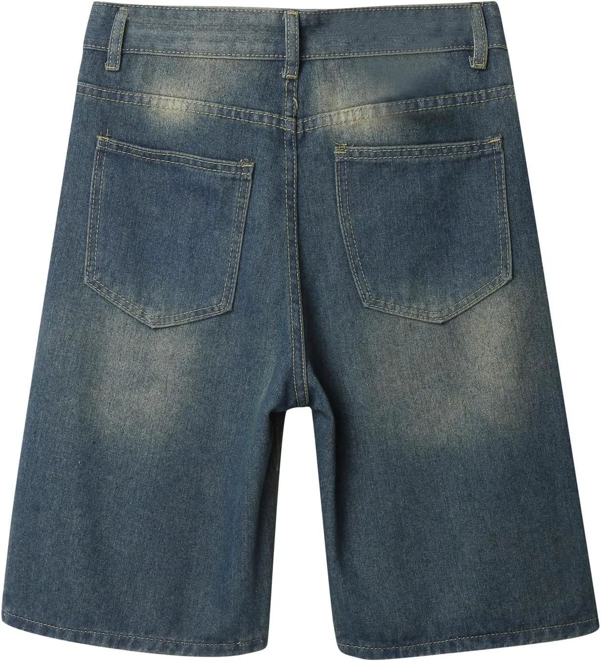 Men's Y2K Vintage Baggy Jean Shorts Summer Casual Hip Hop Long Loose Fit Denim Shorts Trendy Outfits
