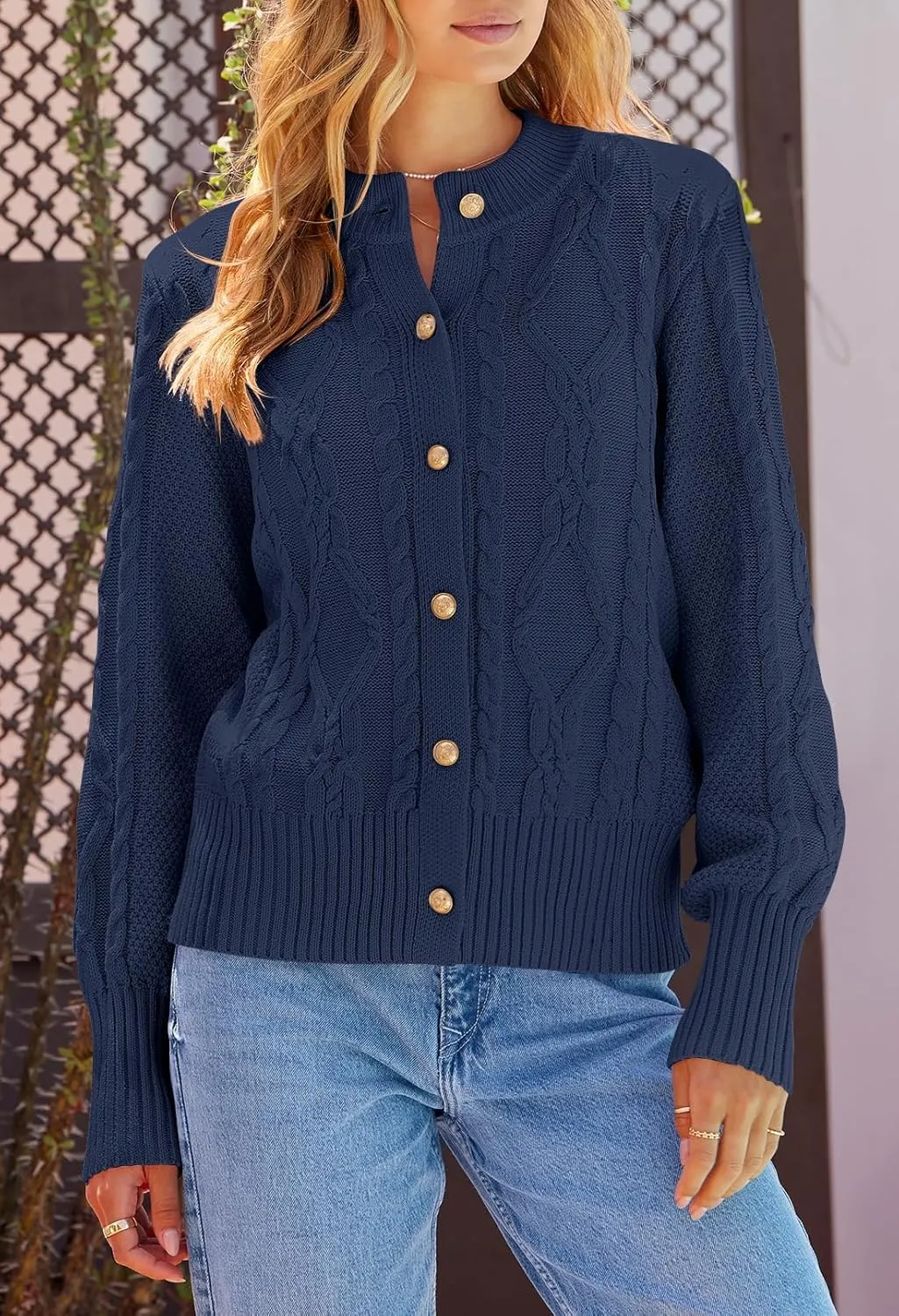 MEROKEETY Women's 2024 Fall Long Sleeve Sweater Cardigan Cable Knit Open Front Button Outwear Coats