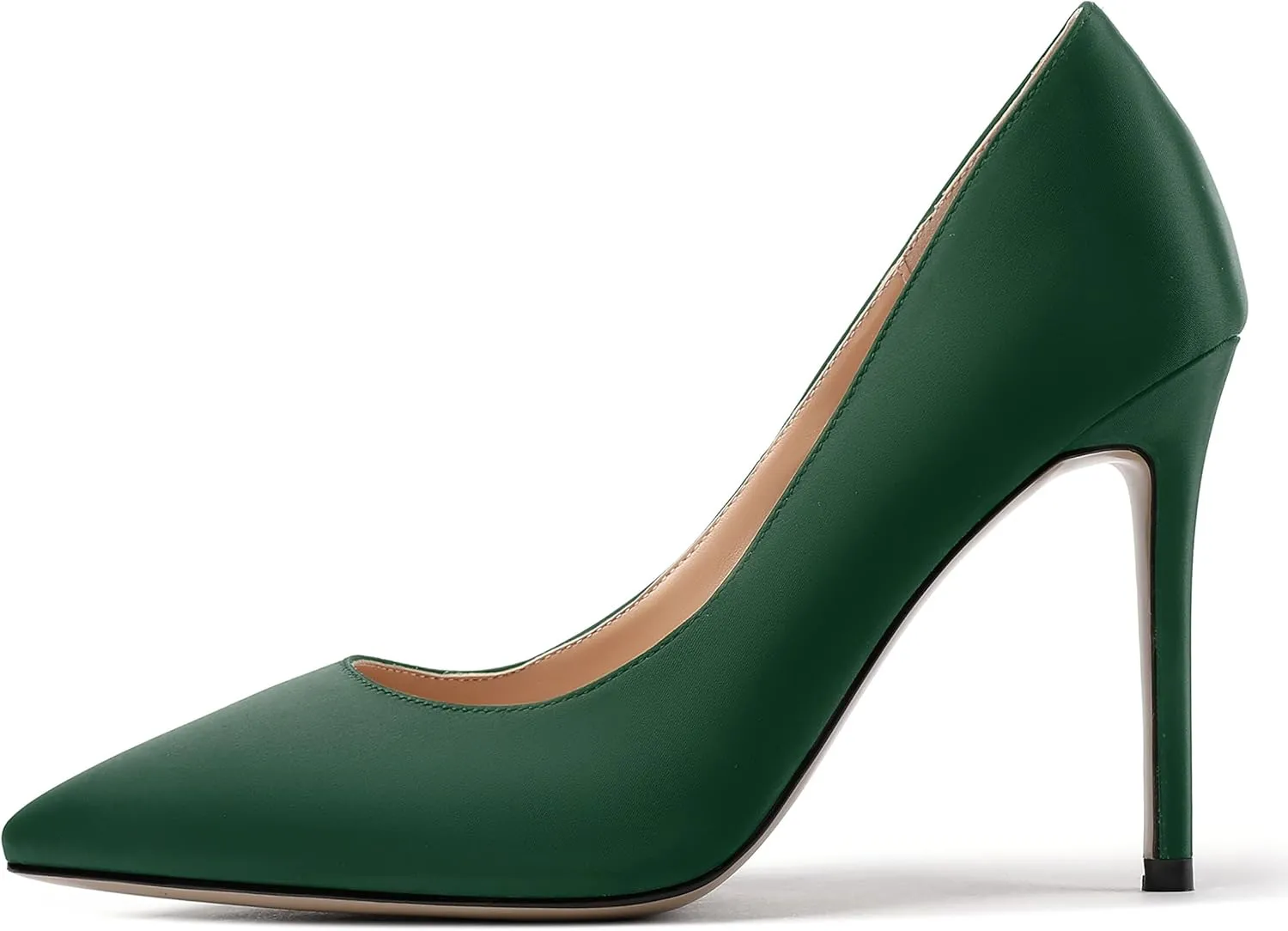 MERRORI Womens Pionted Toe Satin Solid Dress Elegant Evening Slip On Stiletto High Heel Pumps Shoes 4 Inch
