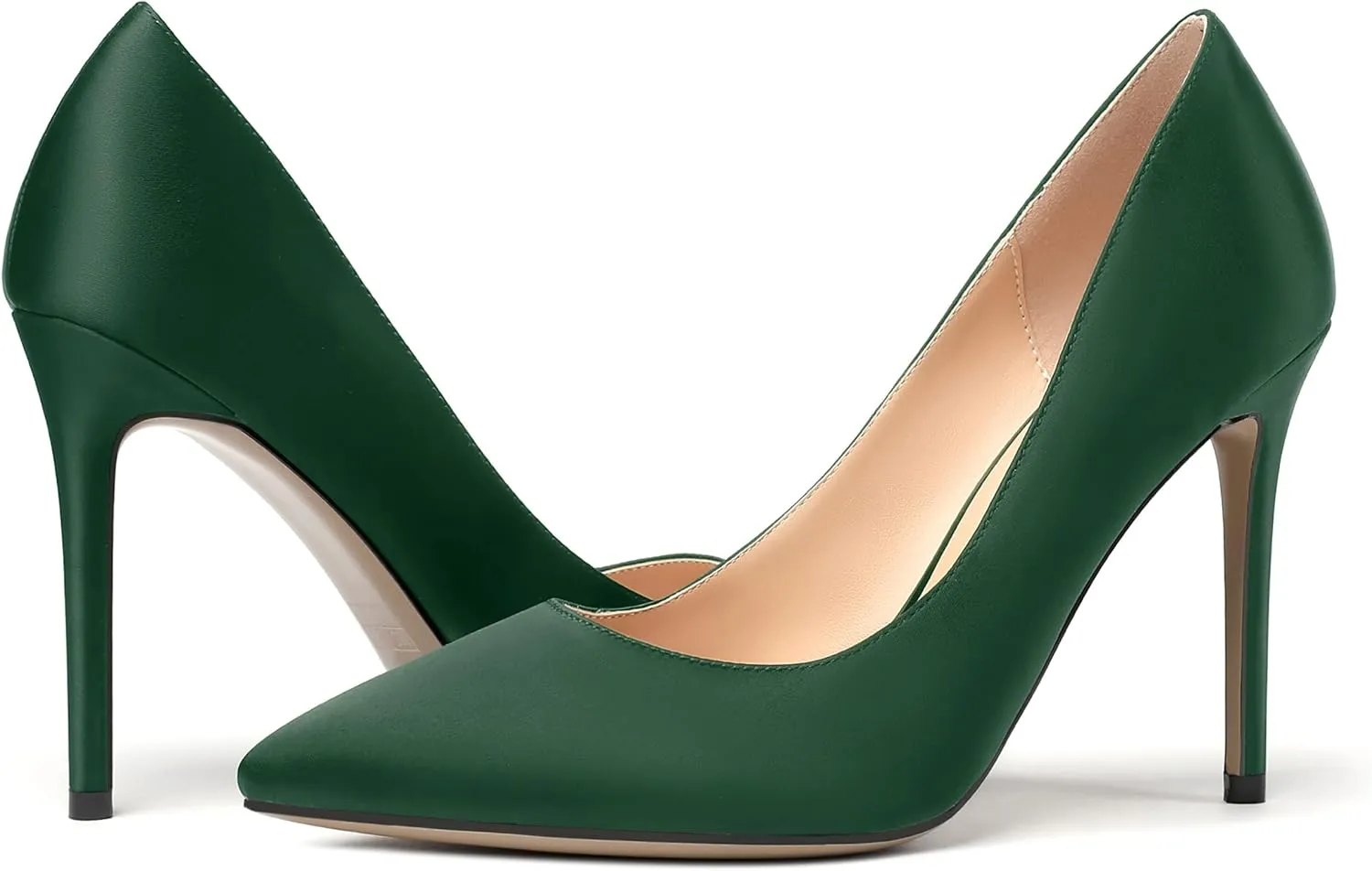 MERRORI Womens Pionted Toe Satin Solid Dress Elegant Evening Slip On Stiletto High Heel Pumps Shoes 4 Inch