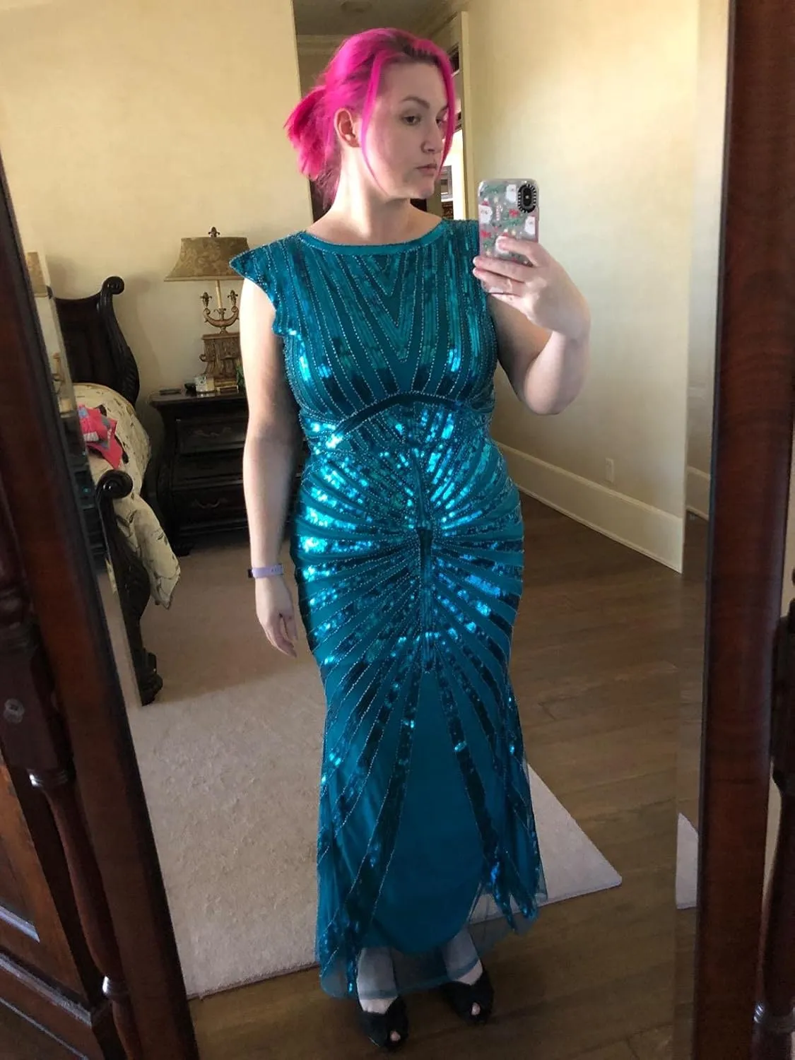 Metme Women’s 1920s Mermaid Maxi Long Dress Sequin Formal Dress Evening Prom Gown Dress