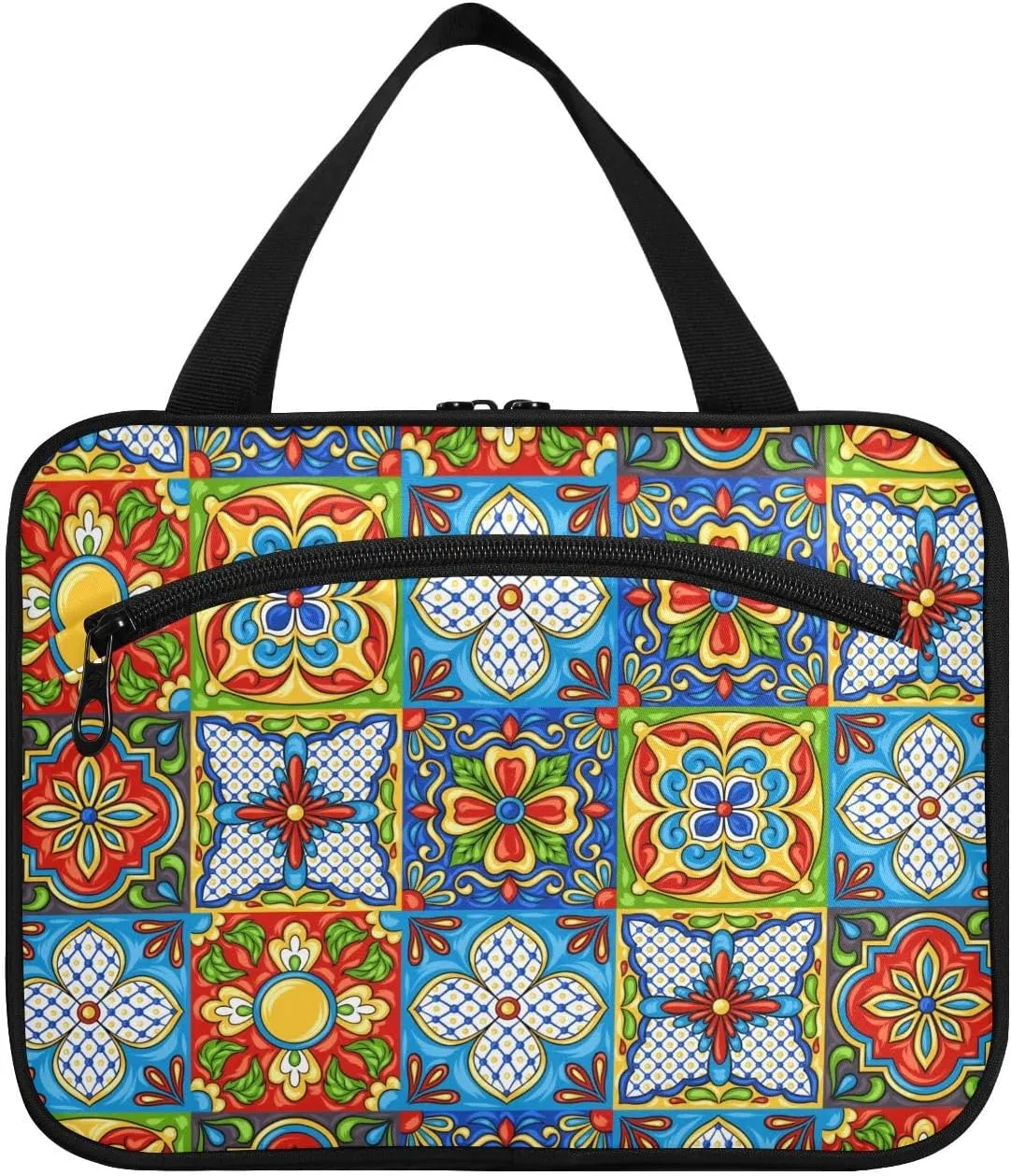 Mexican Ceramic Travel Toiletry Bag Hanging Makeup Shower Organizer Bag Multifunction Cosmetic Make Up Bags for Women Men Trip Girls Toiletries Gym Travel Essentials Gifts