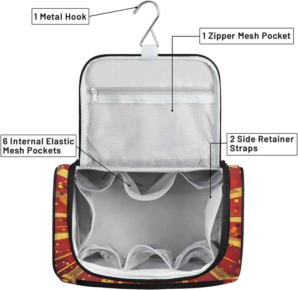 Mexican Food Travel Toiletry Bag for Men and Women, Large Hanging Makeup Bag Organizer Toiletries Bag for Travel, Cosmetic Bag with Handle